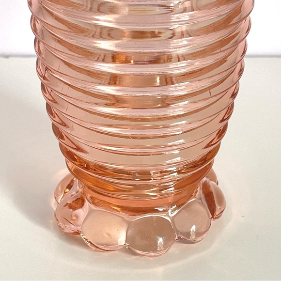 Vintage Pink Glass Tumbler Manhattan Depression Glass Art Deco MCM Glassware - Picture 8 of 13